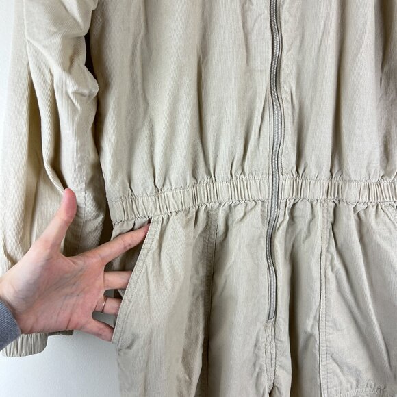 Offline By Aerie Beige Corduroy Long Sleeve Jumpsuit Boilersuit - Picture 3 of 6
